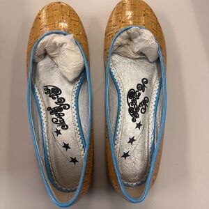 Naughty Monkey Tan and Blue Flats